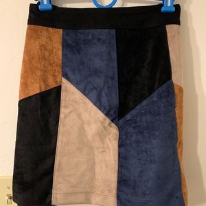 Structured Faux Suede Patterned Skirt